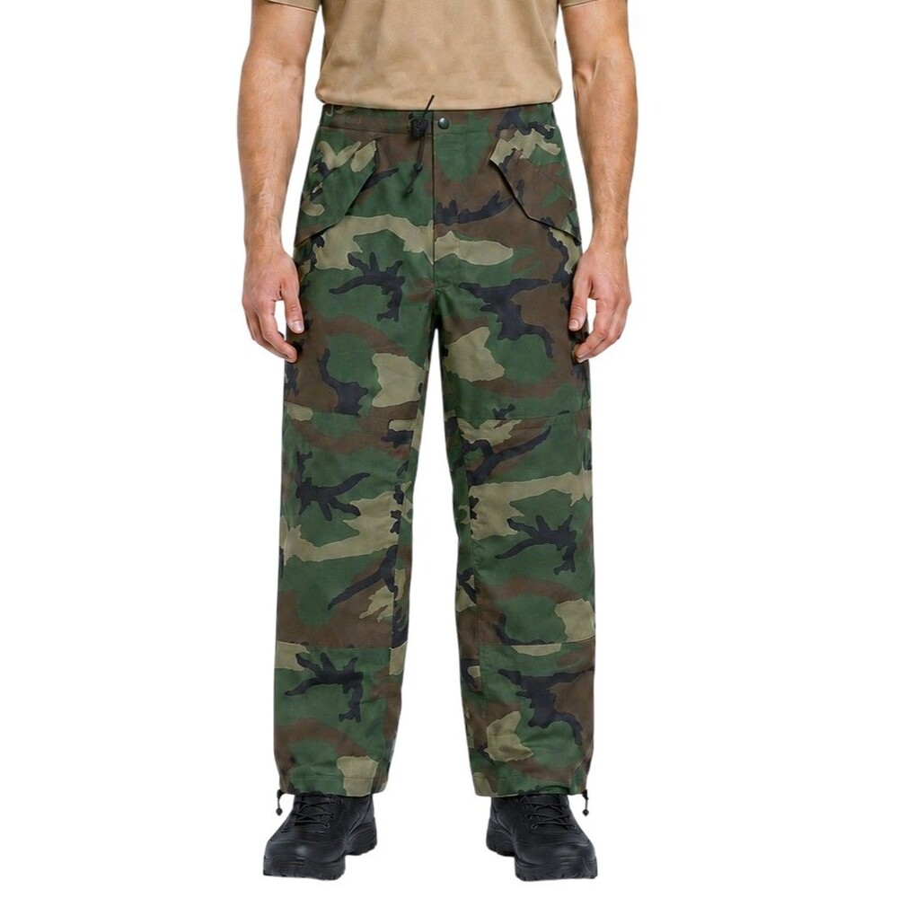 US Military Gore-Tex Pants Mens Large Short Woodland Camo Over-Pant Rain Gear
